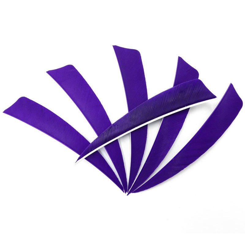 Obert Archery 60pcs Arrow Feathers 4 inch Hunting Arrows Fletching Right Wing Green Purple Shield Cut - Image 5